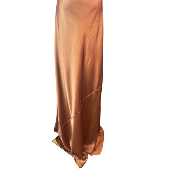 NWOT Medium Show Me Your Mumu Jasmine Halter Maxi Dress Copper Satin Luxe Formal - Picture 7 of 16